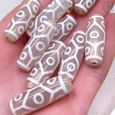 Бусина Дзи 9 глаз и черепаший панцирь бело-серый 30х11 мм