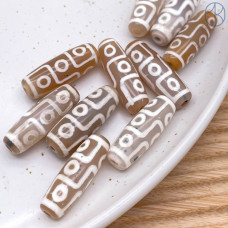 Бусина Дзи 9 глаз серо-белый бочонок 30х11 мм 