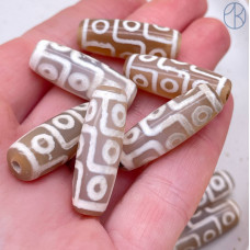 Бусина Дзи 9 глаз серо-белый бочонок 30х11 мм 