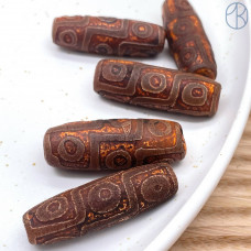 Бусина Дзи 9 глаз со старинным эффектом 40х14 мм 