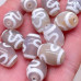 Бусина Дзи Бодхи серо-белый бочонок уп. 5шт 16х12 мм