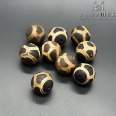 Бусина Дзи Черепаха черно-коричневый шар матовый уп.10 шт 14мм