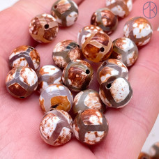Бусина Дзи Черепаха коричнево-белый шар огранка уп. 5шт 10 мм