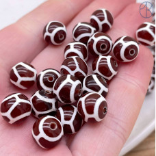 Бусина Дзи Черепаха коричнево-белый шар  уп. 5шт 10 мм