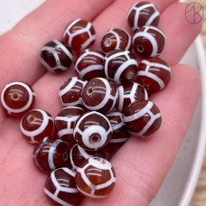 Бусина Дзи Черепаха коричнево-белый шар уп. 5шт 10 мм