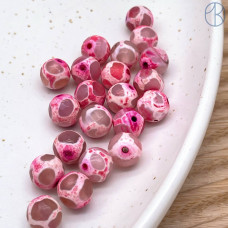 Бусина Дзи Черепаха розовый шар уп. 5шт 10 мм