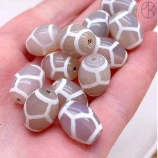 Бусина Дзи Черепаха серо-белый бочонок уп. 5 шт 15х12 мм