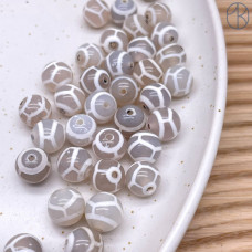 Бусина Дзи Черепаха серо-белый шар уп. 5шт 10 мм