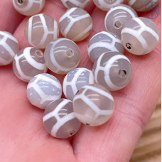 Бусина Дзи Черепаха серо-белый шар уп. 5шт 10 мм