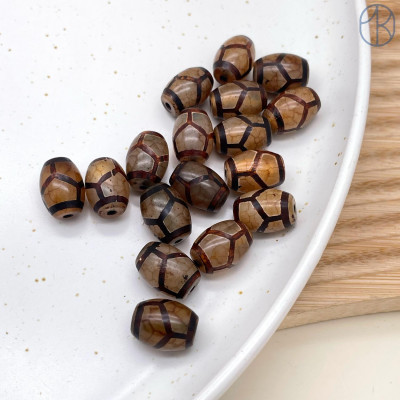 Бусина Дзи Черепаха серо-коричневый бочонок уп. 5 шт 14х10 мм