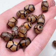 Бусина Дзи Черепаха серо-коричневый бочонок уп. 5 шт 14х10 мм