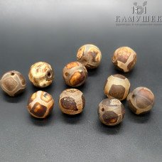 Бусина Дзи Черепаха серо-коричневый шар уп.10 шт 13,5мм