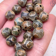 Бусина Дзи Черепаха серо-зеленый шар уп. 5шт 10 мм