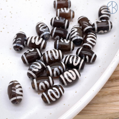 Бусина Дзи Денежный крючок коричневый бочонок уп. 5 шт 12х8 мм