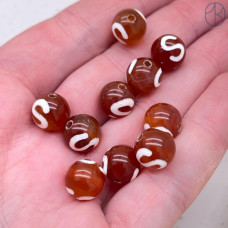 Бусина Дзи Денежный крючок коричневый шар уп. 5 шт 10мм