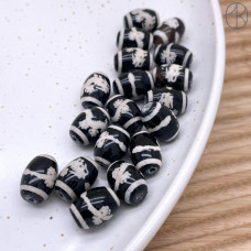 Бусина Дзи Дракон черно-белый бочонок уп. 5 шт 14х10 мм