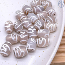 Бусина Дзи Лотос серо-белый бочонок уп. 5 шт 14х10 мм