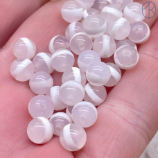 Бусина Дзи Медицина белый шар уп.5шт 6 мм