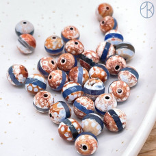 Бусина Дзи Медицина коричнево-синий шар огранка уп.5шт 8 мм