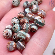 Бусина Дзи Медицина коричнево-зеленый шар огранка уп.5шт 8 мм