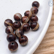 Бусина Дзи Медицина коричневый шар уп.5шт 10 мм