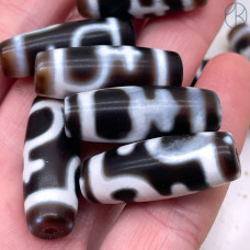 Бусина Дзи Нектарный Сосуд Изобилия серо-белый бочонок 30х11 мм