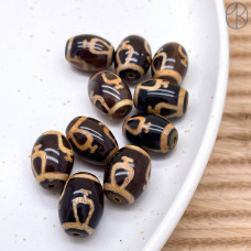 Бусина Дзи Нектарный Сосуд Изобилия серо-белый бочонок уп. 5шт 16х12 мм