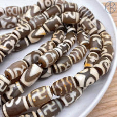 Бусина Дзи нить микс бочонок 21х14 мм