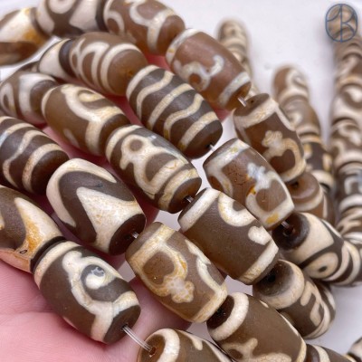 Бусина Дзи нить микс бочонок 21х14 мм