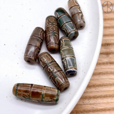 Бусина Дзи Солнечная Ваджра серо-коричневый бочонок 30х11 мм