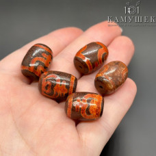 Бусина Дзи Сосуд изобилия красно-коричневый бочонок уп.5 шт 18*14мм