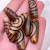 Бусина Дзи Спираль Вселенной серо-коричневый бочонок 30х11 мм