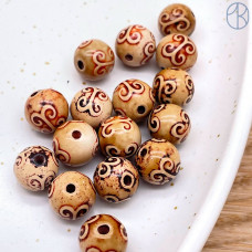 Бусина Дзи Вены Дракона коричневый шар уп. 5 шт 10 мм