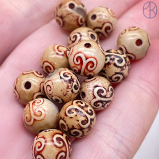 Бусина Дзи Вены Дракона коричневый шар уп. 5 шт 10 мм