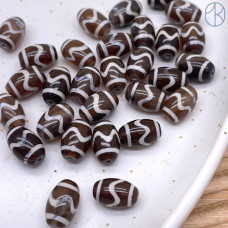 Бусина Дзи Волна черно-белый бочонок уп. 5шт 12х8 мм