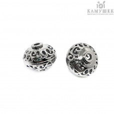 Бусина эллипс, цвет серебро 10х9 мм