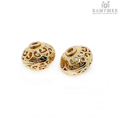 Бусина эллипс, цвет золото 10х9 мм 