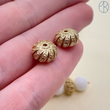 Бусина эллипс, цвет золото 11х7 мм 