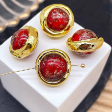 Бусина фриформ акрил №1, цвет золото ~ 15 мм