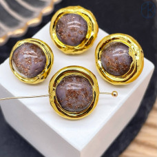 Бусина фриформ акрил №3, цвет золото ~ 15 мм