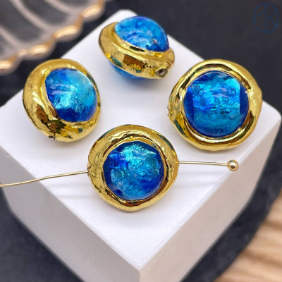 Бусина фриформ акрил №4, цвет золото ~ 15 мм