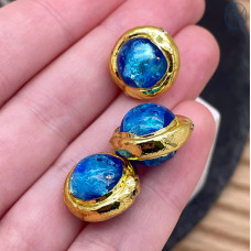 Бусина фриформ акрил №4, цвет золото ~ 15 мм