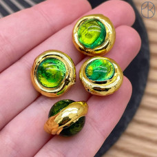 Бусина фриформ акрил №5, цвет золото ~ 15 мм