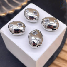 Бусина фриформ цирконы, цвет серебро 15 мм 