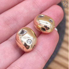 Бусина фриформ цирконы, цвет золото 15 мм 