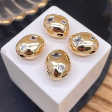 Бусина фриформ цирконы, цвет золото 15 мм 