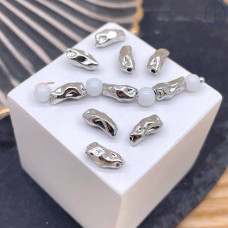 Бусина фриформ, цвет серебро 10х4 мм 