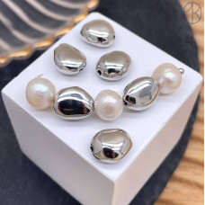 Бусина фриформ, цвет серебро 10х8 мм