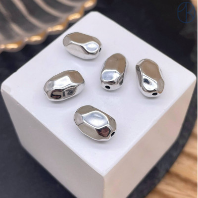 Бусина фриформ, цвет серебро 11 мм 