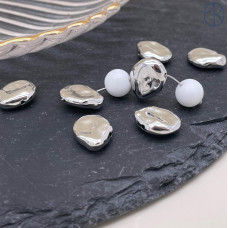 Бусина фриформ, цвет серебро 11х14 мм 